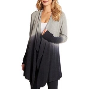 Barefoot Dreams CozyChic Lite Bamboo Ombre Open Cardigan Drape Sweater L/XL